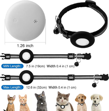 EVERBETTERUS Cat Collar with Air Tag Holder, Reflective Kitten Collar with Bell, Breakaway Airtag Cat Collar GPS Tracker for Cats 0.4’’ Width Adjustable Safe Kitty Collar, Black