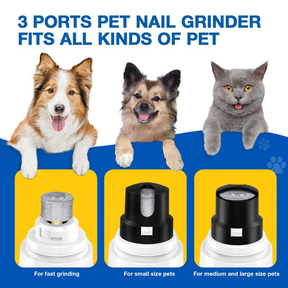 Pet Nail Grinder for Dogs - Upgraded Dog Nail Trimmers Super Quiet, 2 Speeds, Rechargeable, 2 Grinding Wheels for Small Large Dogs & Cats