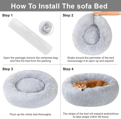 Calming Donut Dog Bed – Plush Anti-Anxiety Cuddler (32”) Kimpets