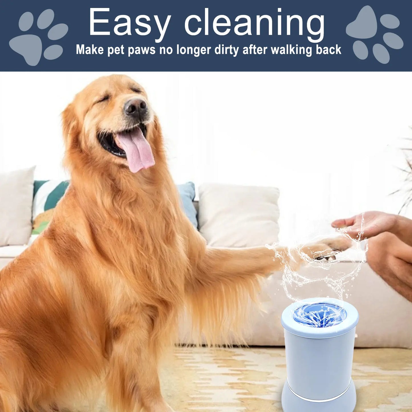 Electric Dog Paw Cleaner & Massager Portable USB Rechargeable Paw Washing Cup for Small to Medium Dogs ABS Silicone Bristles 1500Mah Battery Easy One-Button Operation Pet Grooming Tool