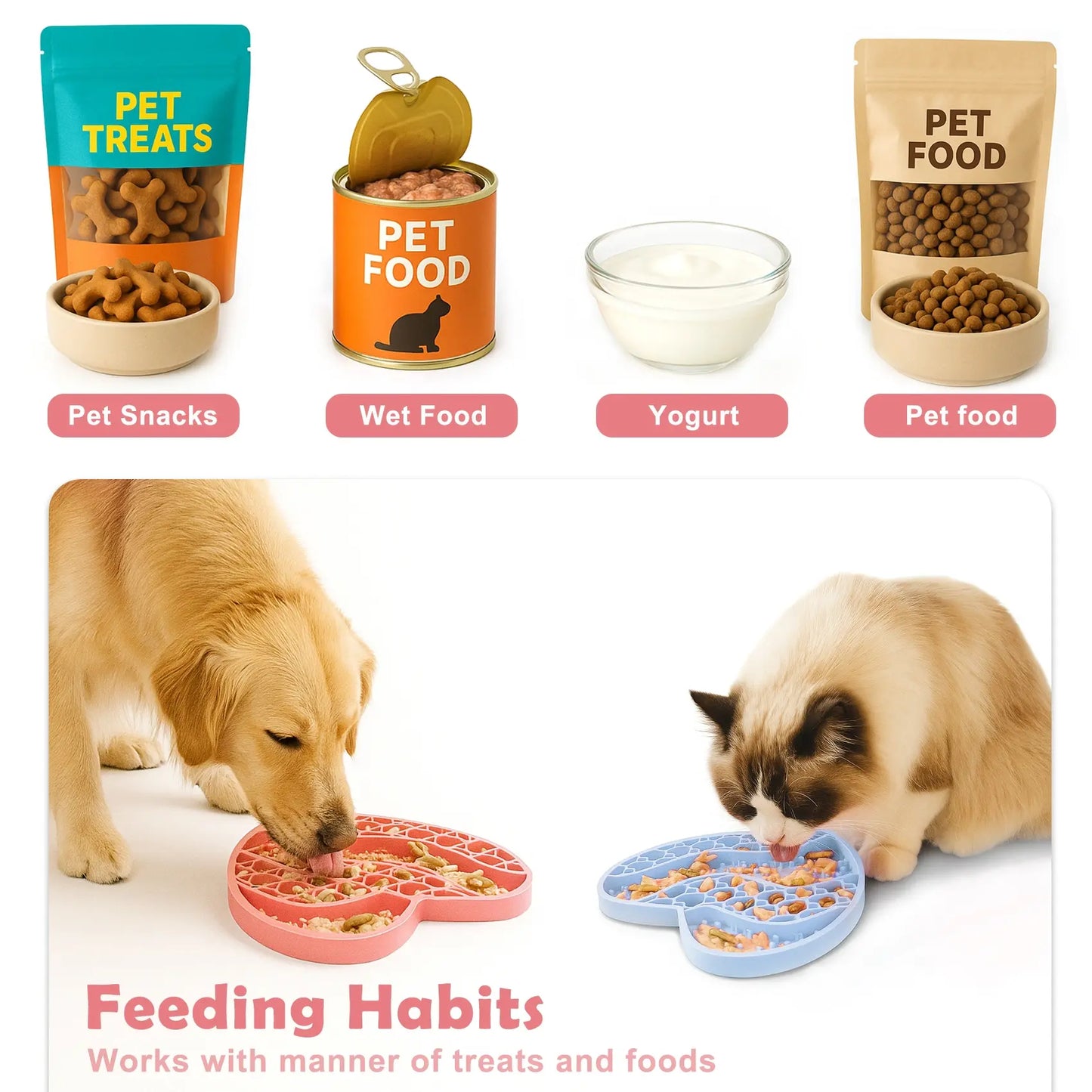 Food-Grade Silicone Heart-Shaped Lick Mat for Dogs and Cats - Anti-Anxiety Slow Feeder in 12 Colors