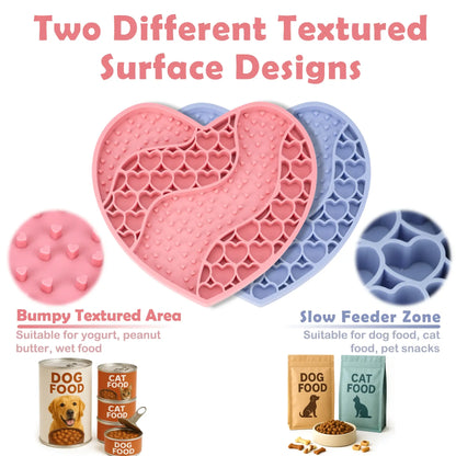 Food-Grade Silicone Heart-Shaped Lick Mat for Dogs and Cats - Anti-Anxiety Slow Feeder in 12 Colors