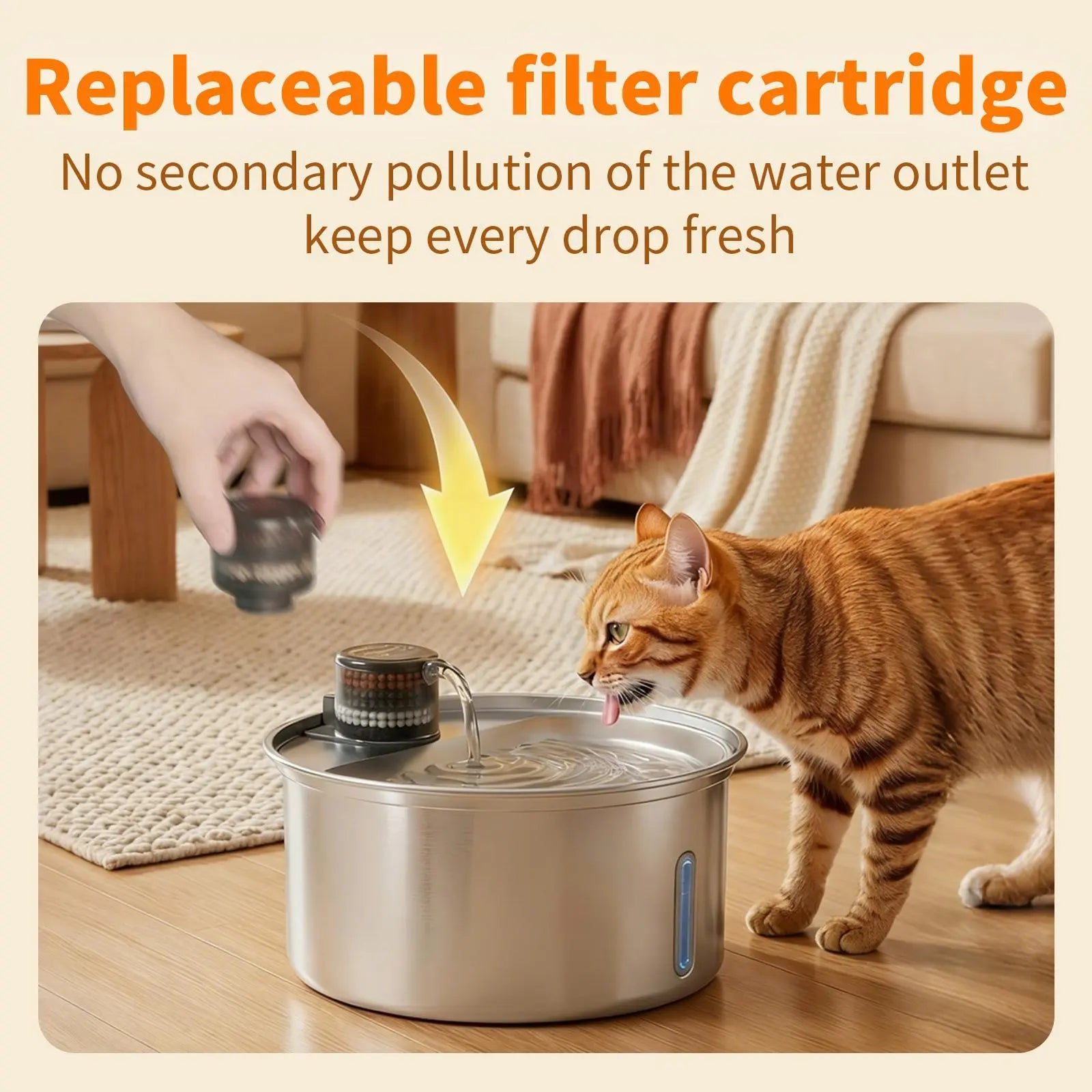 【Furlyn】Stainless Steel Cat Water Fountain Automatic Drinking Fountain, Quiet Circulating Water Bowl, Dishwasher Safe, Indoor Pet Fountain for Hydrated Healthy Cats (Stainless Steel, 3.2L Corded) Cat Water Fountain Multi-Pet
