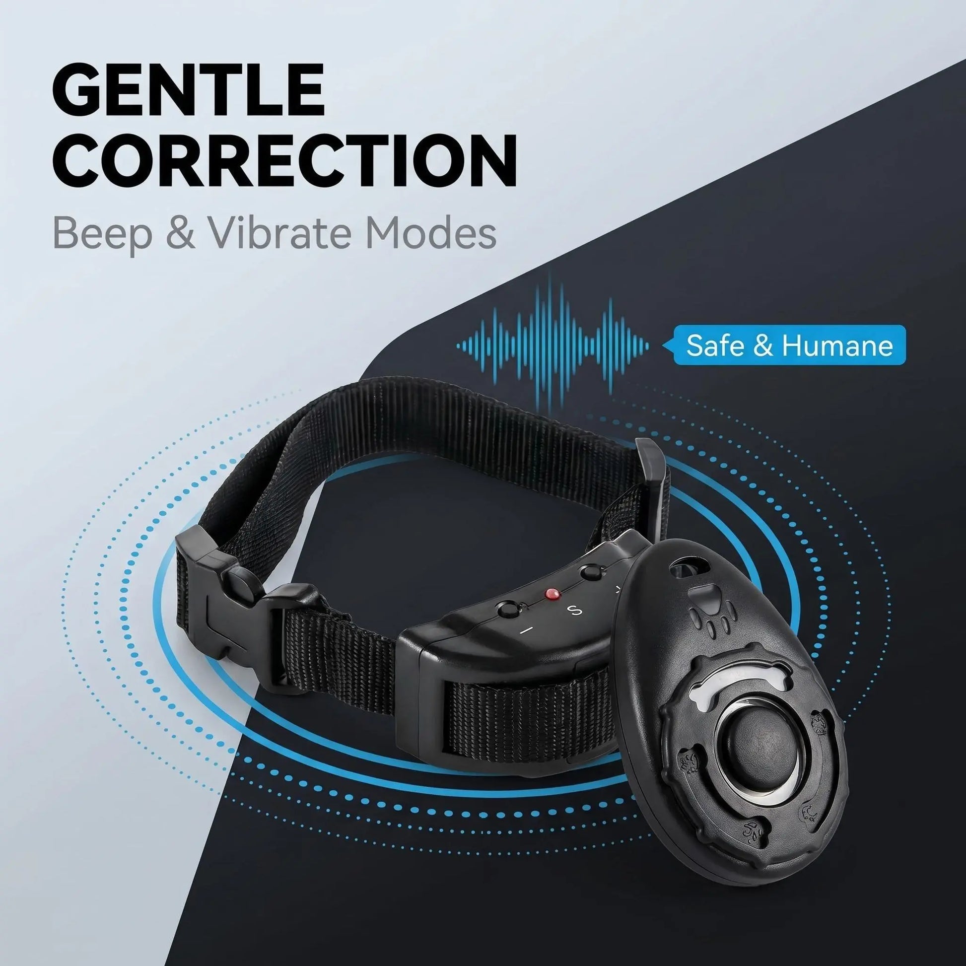 2 in 1 Dog Bark Collar Training Set, Gentle Remote Control No Barking Solution for Home Neighborhood Walks Public Park Pet Management