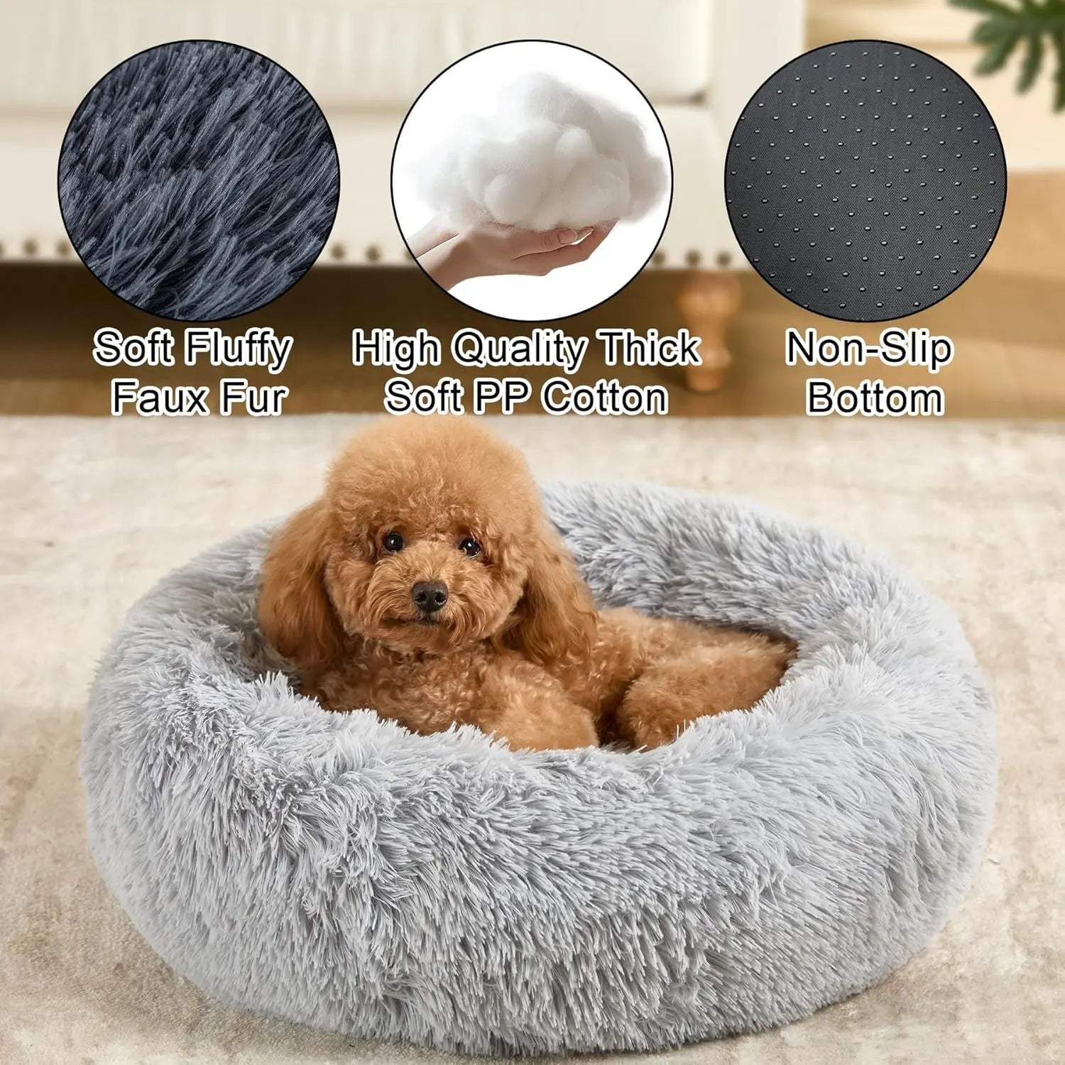 Calming Donut Dog Bed – Plush Anti-Anxiety Cuddler (32”) Kimpets