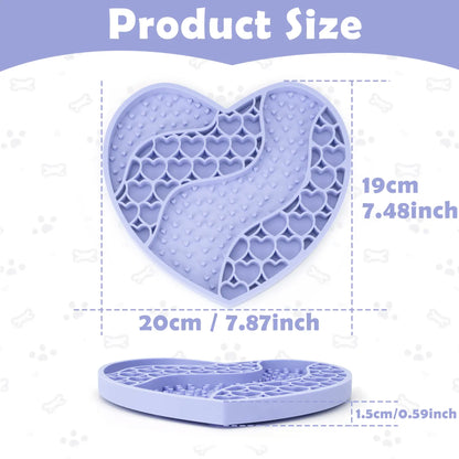 Food-Grade Silicone Heart-Shaped Lick Mat for Dogs and Cats - Anti-Anxiety Slow Feeder in 12 Colors