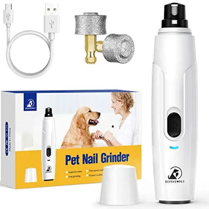 Pet Nail Grinder for Dogs - Upgraded Dog Nail Trimmers Super Quiet, 2 Speeds, Rechargeable, 2 Grinding Wheels for Small Large Dogs & Cats
