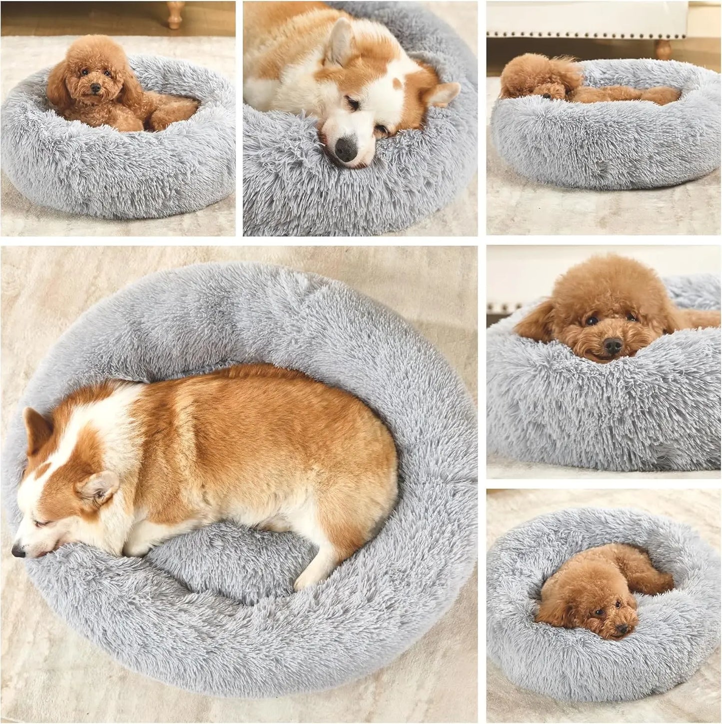 Calming Donut Dog Bed – Plush Anti-Anxiety Cuddler (32”) Kimpets
