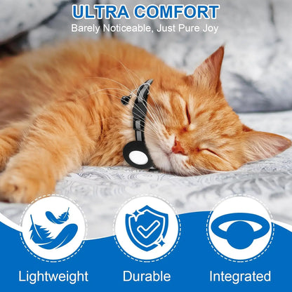 EVERBETTERUS Cat Collar with Air Tag Holder, Reflective Kitten Collar with Bell, Breakaway Airtag Cat Collar GPS Tracker for Cats 0.4’’ Width Adjustable Safe Kitty Collar, Black