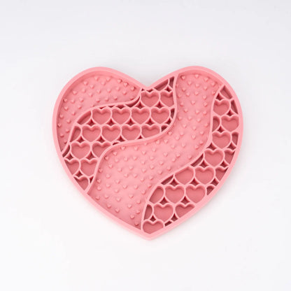 Food-Grade Silicone Heart-Shaped Lick Mat for Dogs and Cats - Anti-Anxiety Slow Feeder in 12 Colors