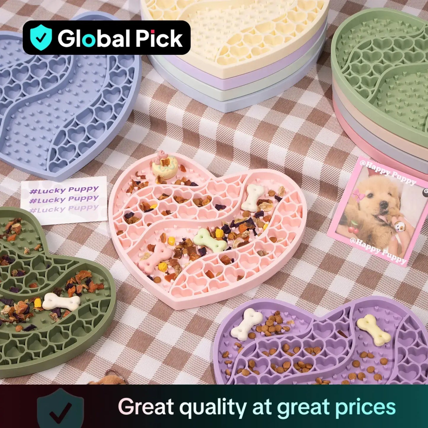 Food-Grade Silicone Heart-Shaped Lick Mat for Dogs and Cats - Anti-Anxiety Slow Feeder in 12 Colors